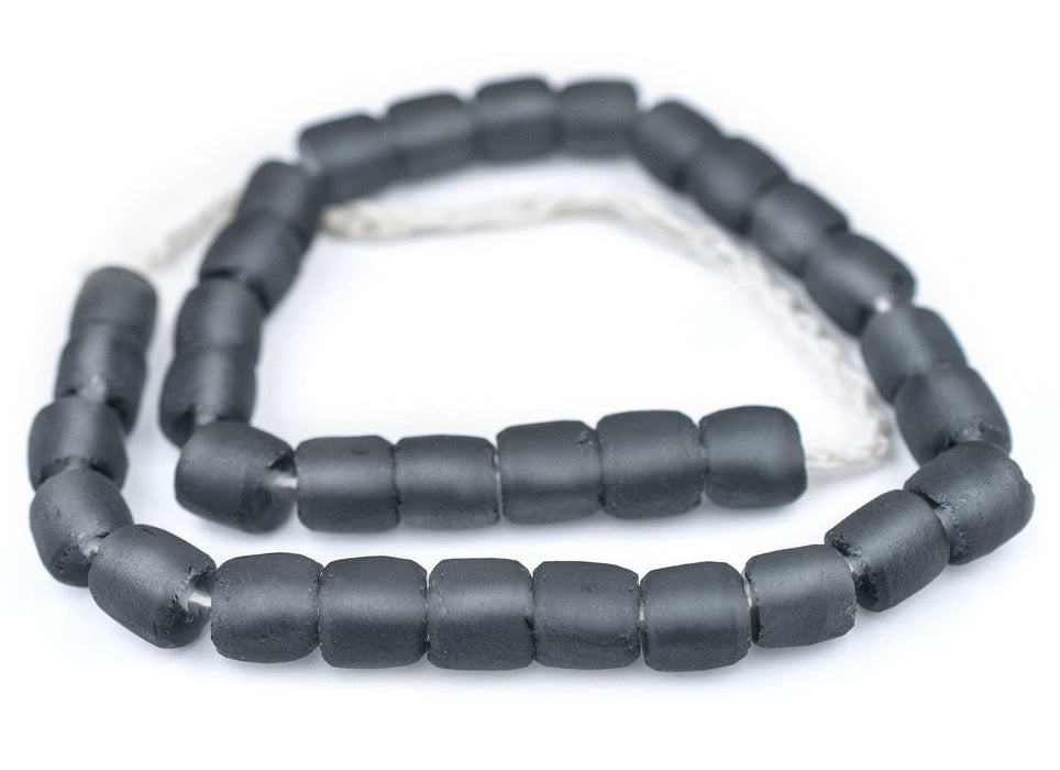 Charcoal Grey Cylindrical Java Recycled Glass Beads (12mm) — The Bead Chest