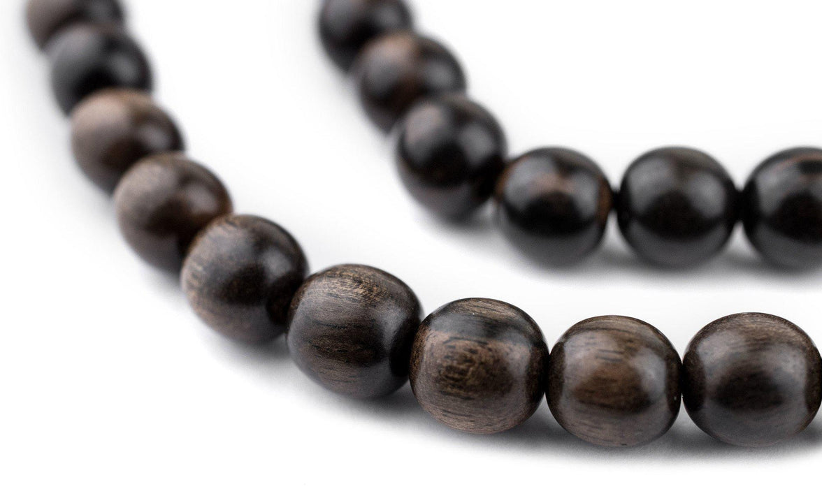 Dark Round Natural Ebony Beads (8mm) - The Bead Chest