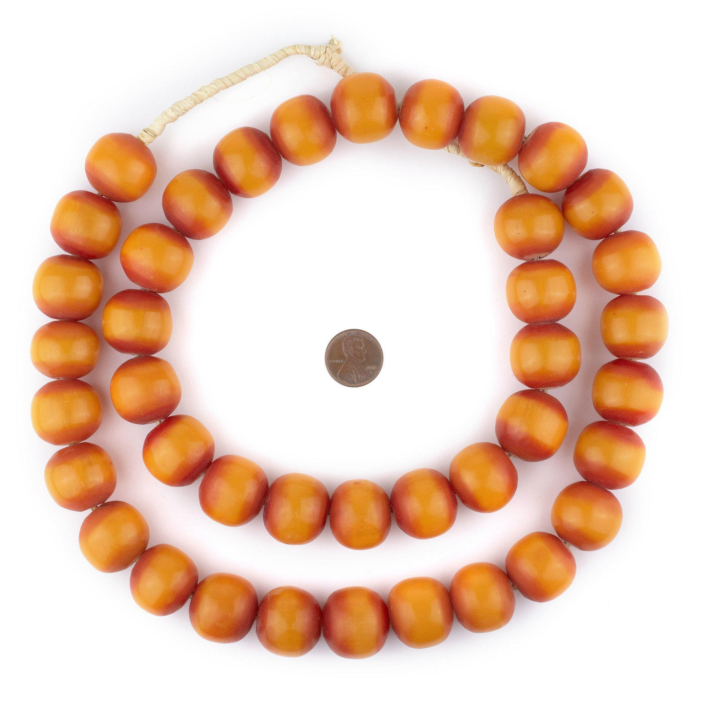 Lot De Perles En Résine Marocaine Extra Large 37mm - Couleur Orange Tangerine - Neuf - Pour Création Bijoux