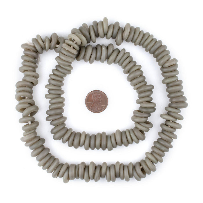 Groundhog Grey Annular Wound Dogon Beads (14mm) - The Bead Chest