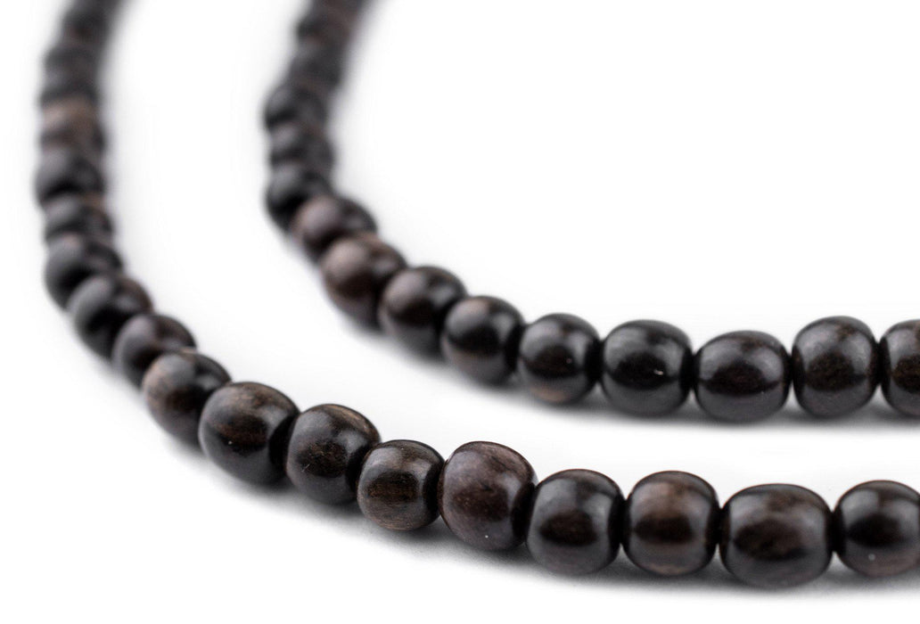 Dark Round Natural Ebony Beads (4mm) - The Bead Chest