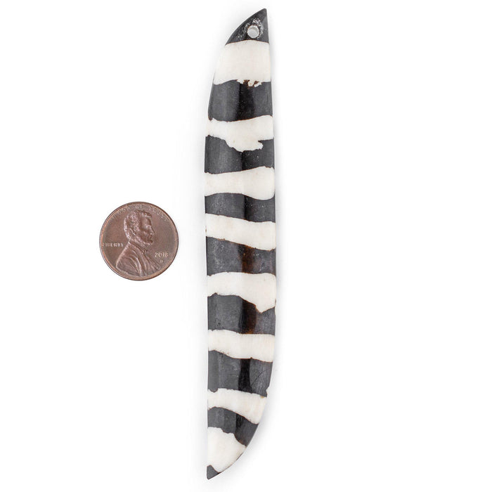 Zebra Wing-Shaped Batik Bone Pendant (110mm) - The Bead Chest