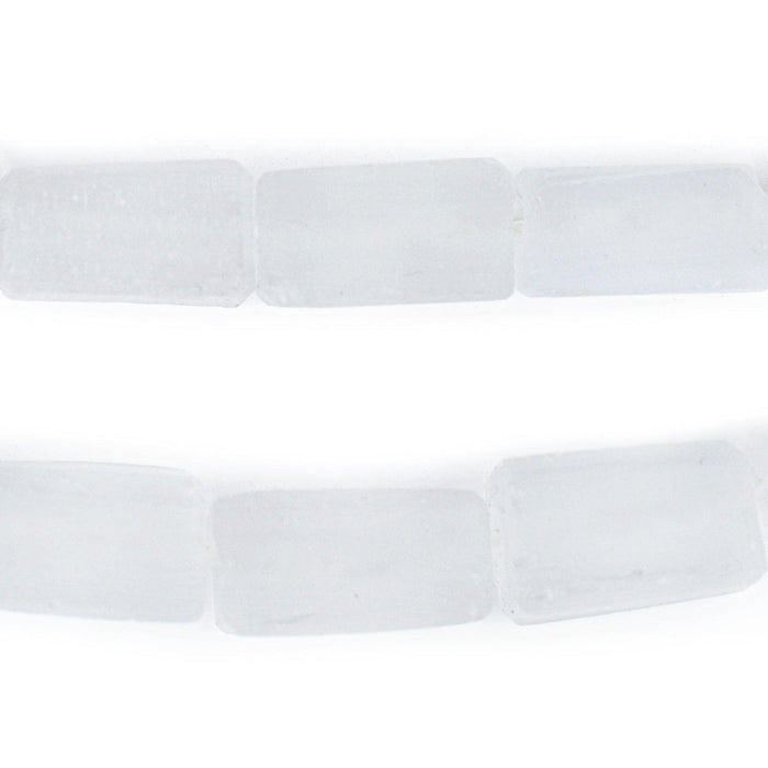 Clear Rectangular Java Recycled Glass Beads (20x12mm) - The Bead Chest