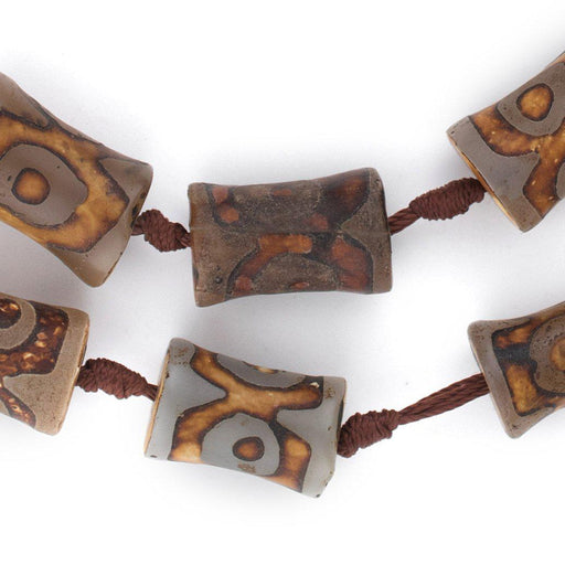 Drum-Shaped Tibetan Agate Beads (21x14mm) - The Bead Chest