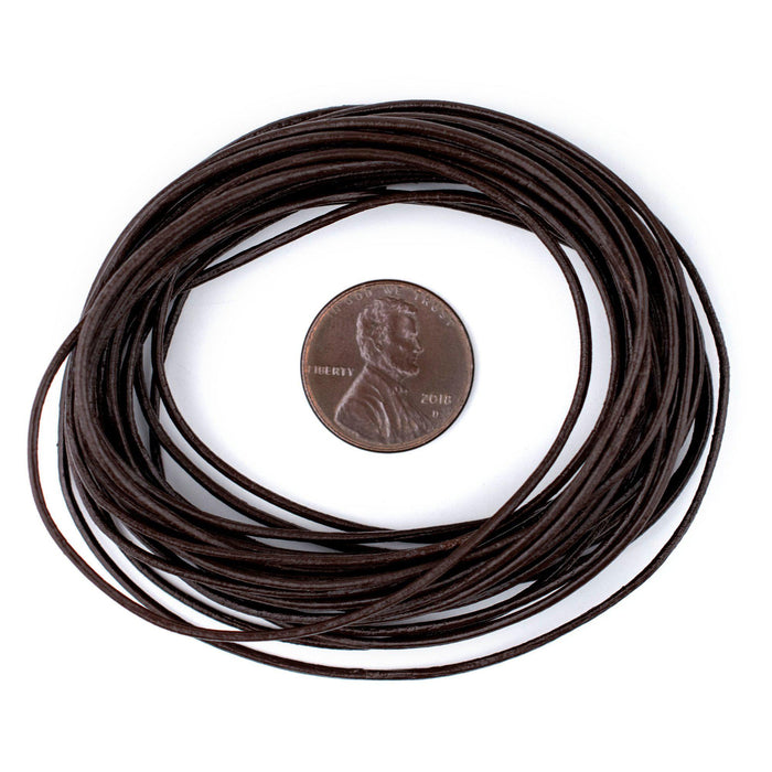 1.0mm Dark Brown Round Leather Cord (15ft) - The Bead Chest