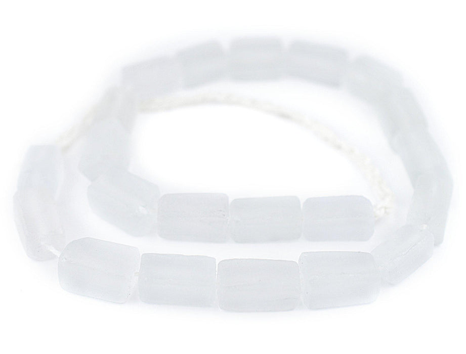 Clear Rectangular Java Recycled Glass Beads (20x12mm) - The Bead Chest