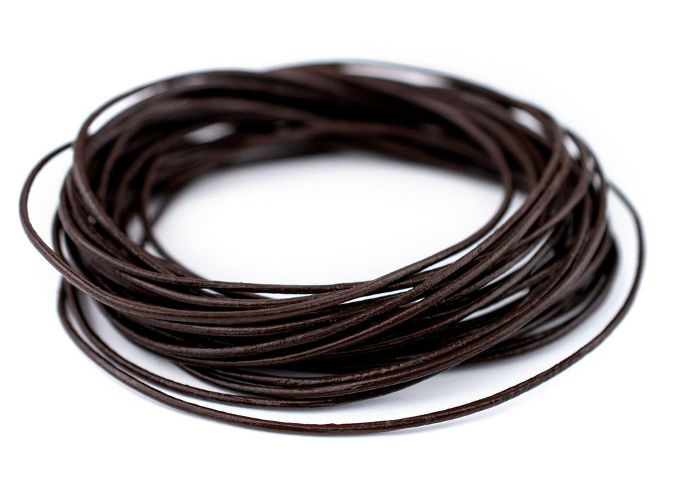 1.0mm Dark Brown Round Leather Cord (15ft) - The Bead Chest