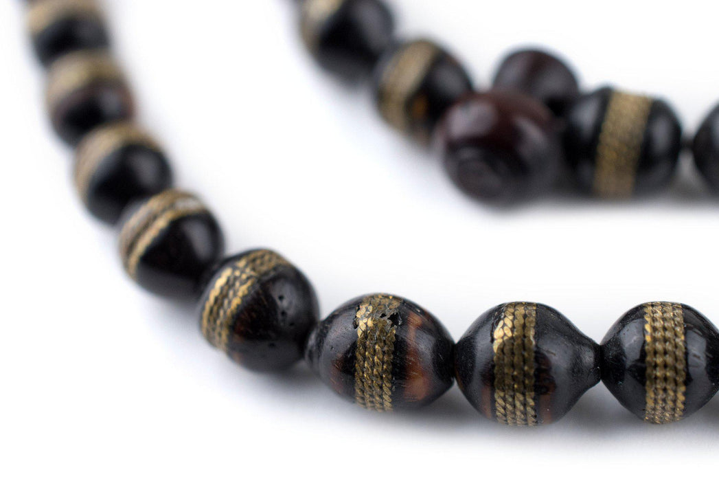 Brass Stripe Inlaid Round Arabian Prayer Beads (6mm) - The Bead Chest