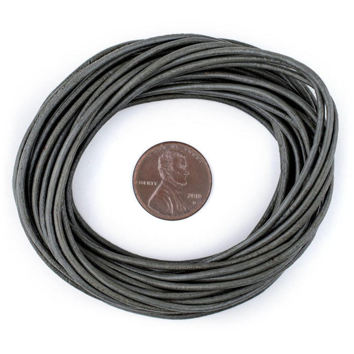 1.5mm Grey Round Leather Cord (15ft) - The Bead Chest
