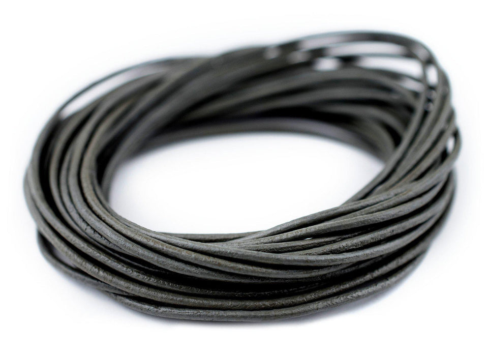1.5mm Grey Round Leather Cord (15ft) - The Bead Chest