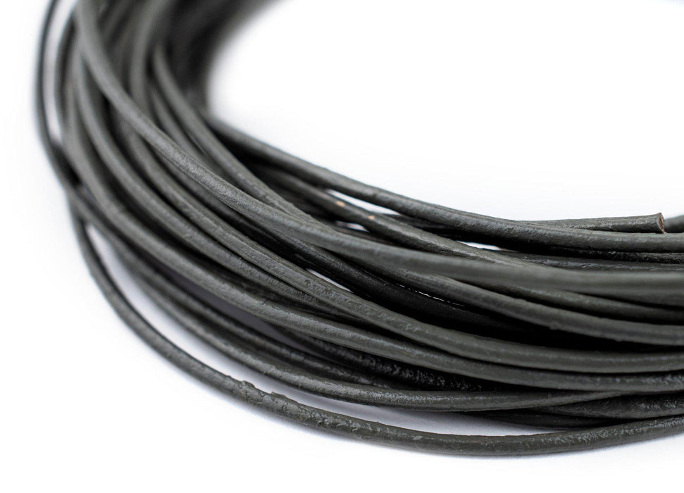 1.0mm Grey Round Leather Cord (15ft) - The Bead Chest
