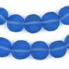Blue Flat Circular Java Recycled Glass Beads (15mm)