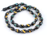 Riyadhi Silver-Inlaid Black Coral Arabian Prayer Beads (14x8mm) - The Bead Chest