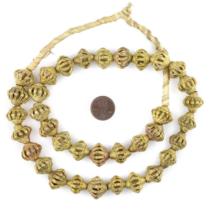 Bicone Cage Brass Filigree Beads (15x16mm) - The Bead Chest
