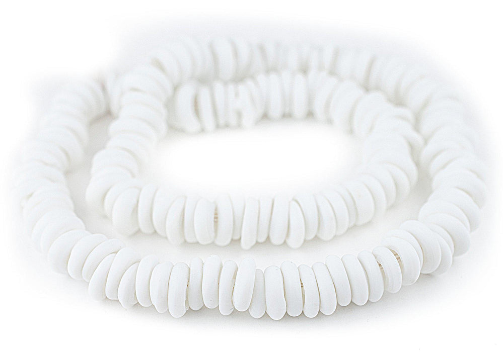 Opaque White Annular Wound Dogon Beads (14mm) - The Bead Chest