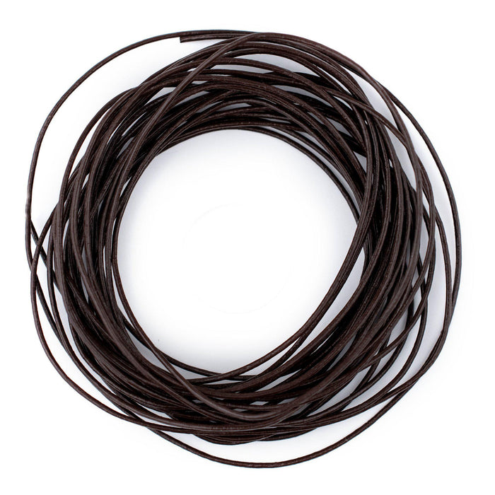0.8mm Dark Brown Round Leather Cord (15ft) - The Bead Chest