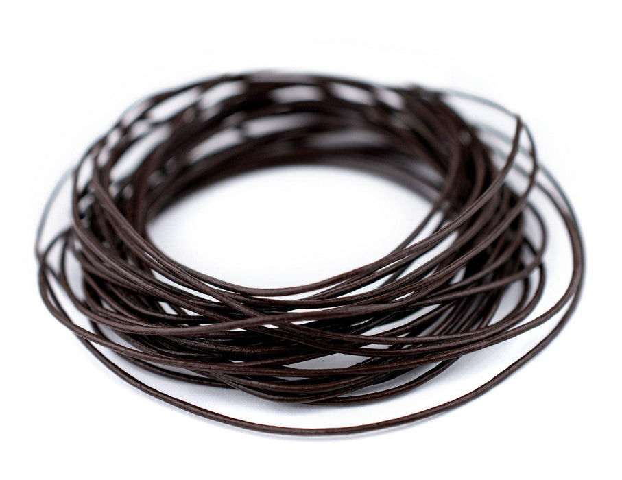 0.8mm Dark Brown Round Leather Cord (15ft) - The Bead Chest