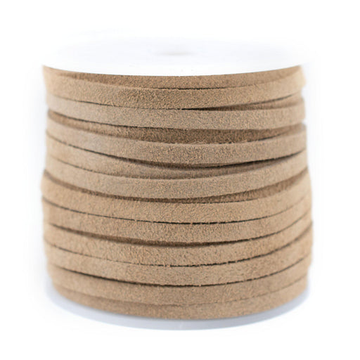 4.0mm Beige Flat Suede Leather Cord (75ft) - The Bead Chest