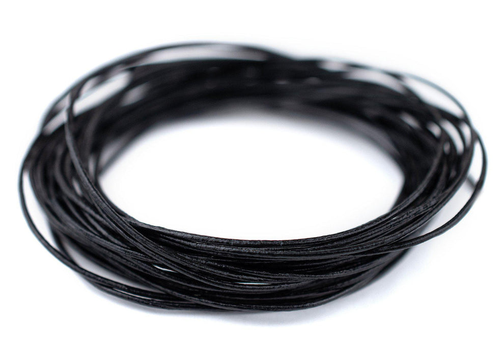 0.8mm Black Round Leather Cord (15ft) - The Bead Chest