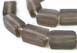 Groundhog Grey Rectangular Java Recycled Glass Beads (20x12mm) - The Bead Chest