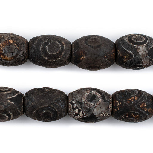 Antiqued Tibetan Eye Oval Agate Beads (15x12mm) - The Bead Chest