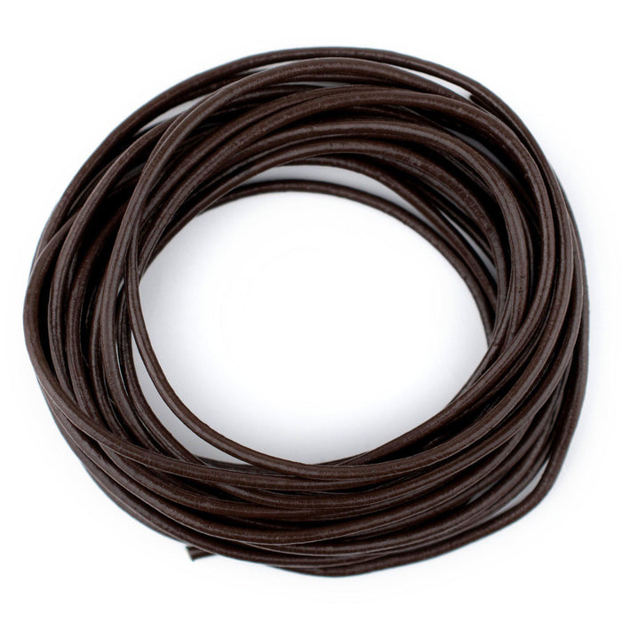 2.0mm Dark Brown Round Leather Cord (15ft) - The Bead Chest