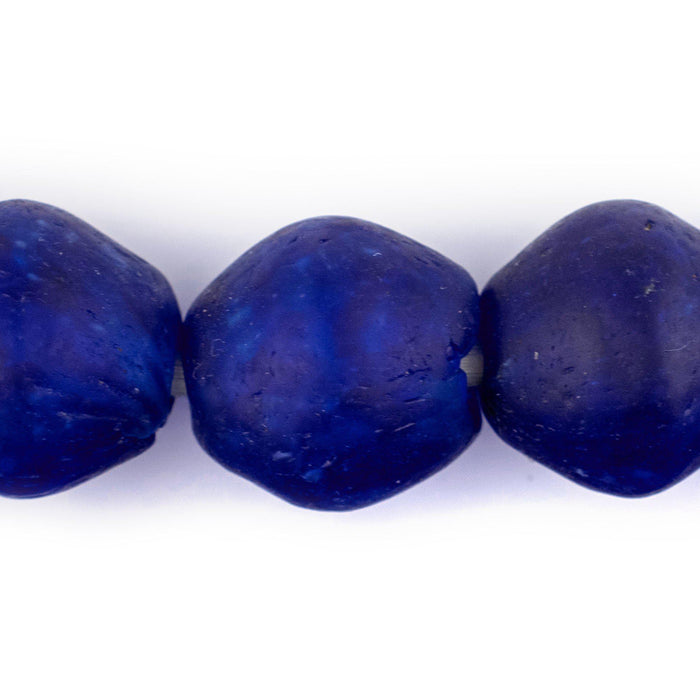Aqua Swirl Jumbo Bicone Recycled Glass Beads (24mm) - The Bead Chest