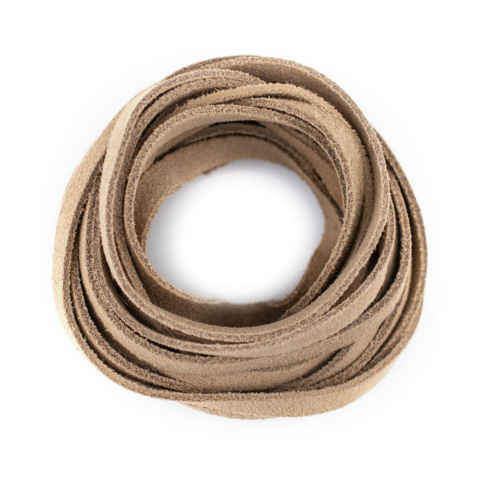 6.0mm Beige Flat Suede Leather Cord (15ft) - The Bead Chest