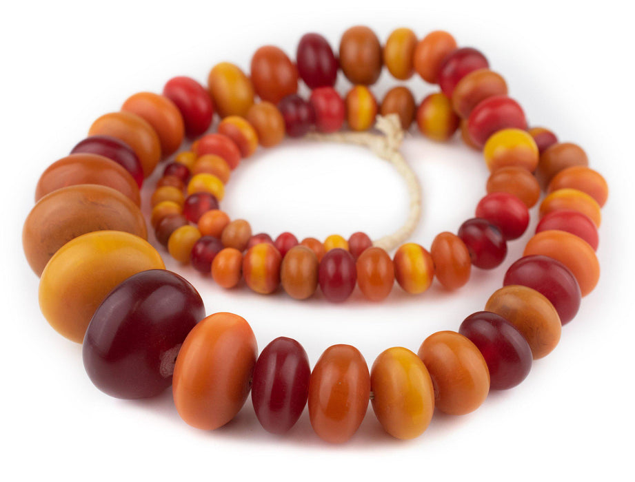Thebeadchest Premium Graduated Kenya Amber Resin Beads 32mm African Multicolor Round Large Hole 48-54 inch Strand Handmade, Adult Unisex