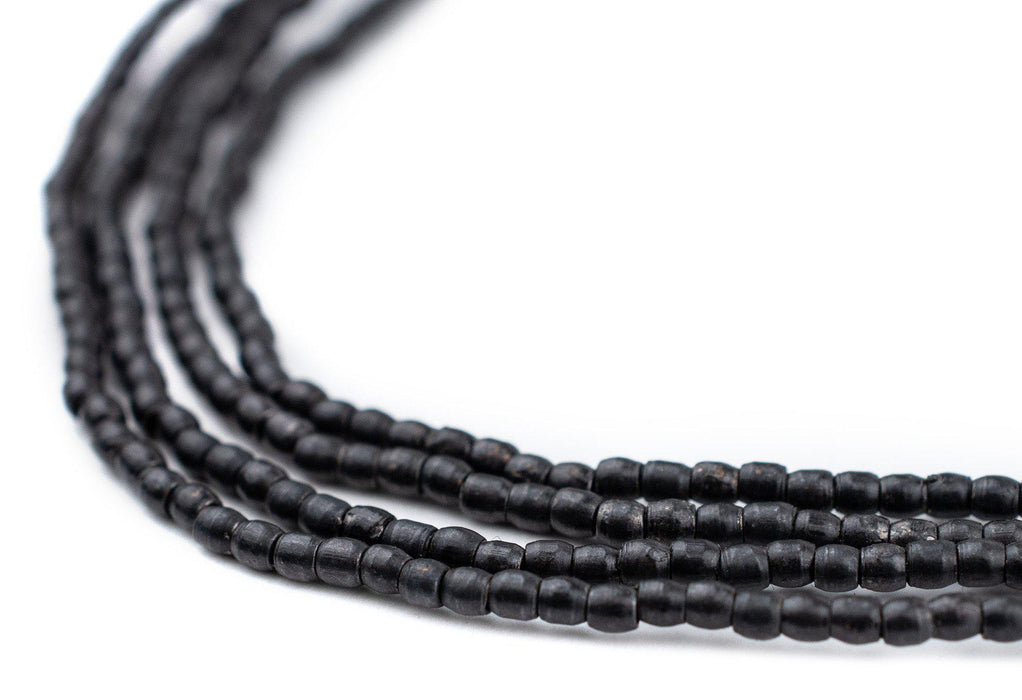 Midnight Black Tiny Oval Beads (2mm) - The Bead Chest