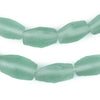 Green Aqua Faceted Cylinder Java Recycled Glass Beads (20x12mm)