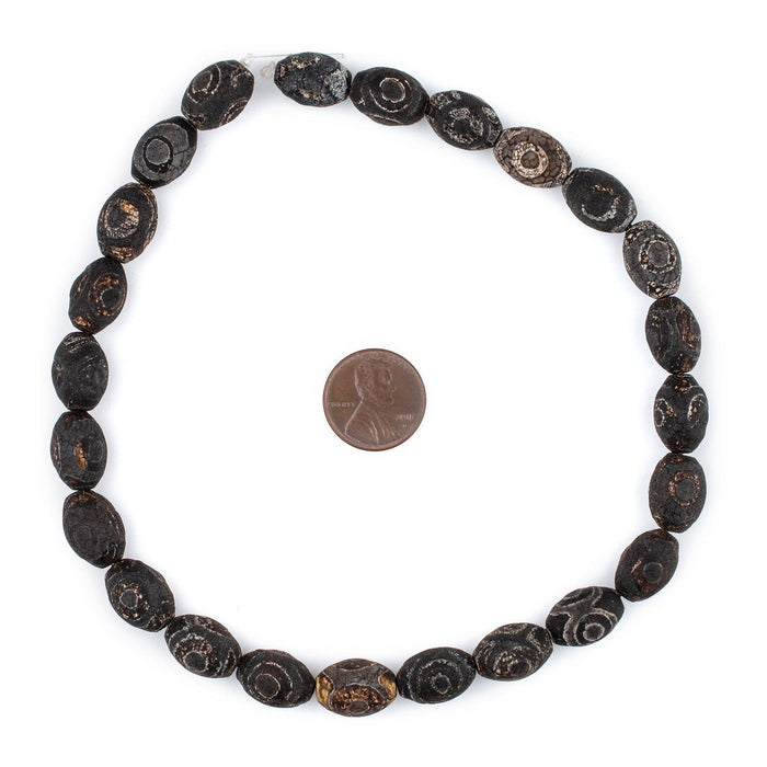 Antiqued Oval Eye Tibetan Agate Beads (14x10mm) - The Bead Chest