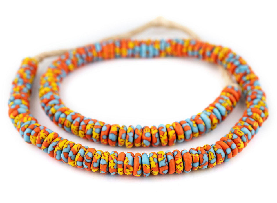 Lava Fire Fused Rondelle Recycled Glass Beads (11mm) - The Bead Chest