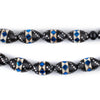 Blue Mosaic Inlaid Ebony Arabian Prayer Beads (14x9mm)