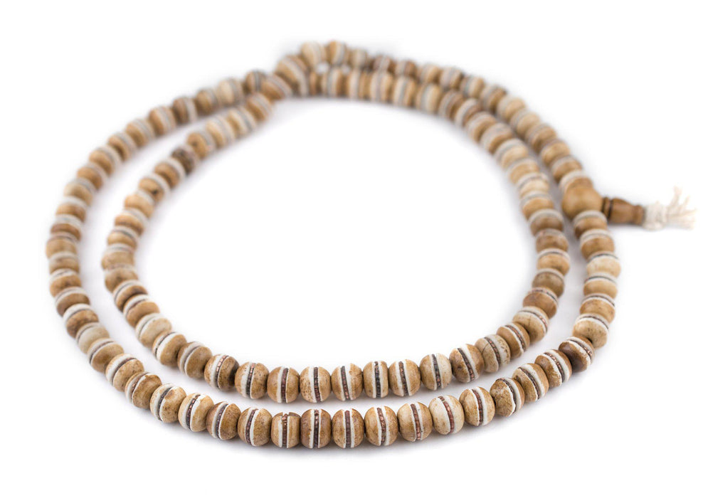 Copper-Inlaid Rustic Bone Mala Beads (10mm) - The Bead Chest