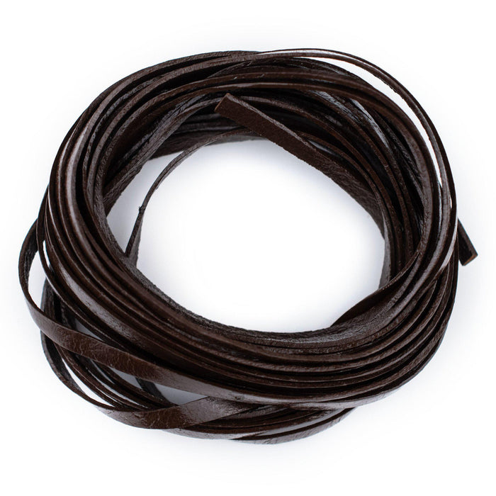 4.0mm Dark Brown Flat Leather Cord (15ft) - The Bead Chest