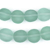 Green Aqua Flat Circular Java Recycled Glass Beads (15mm)