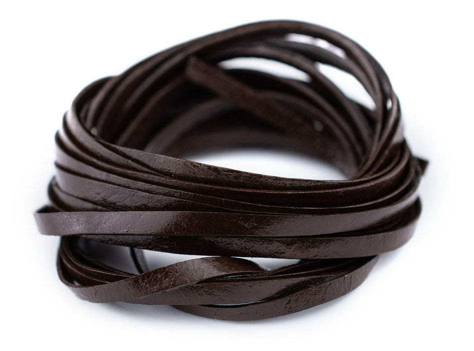 4.0mm Dark Brown Flat Leather Cord (15ft) - The Bead Chest