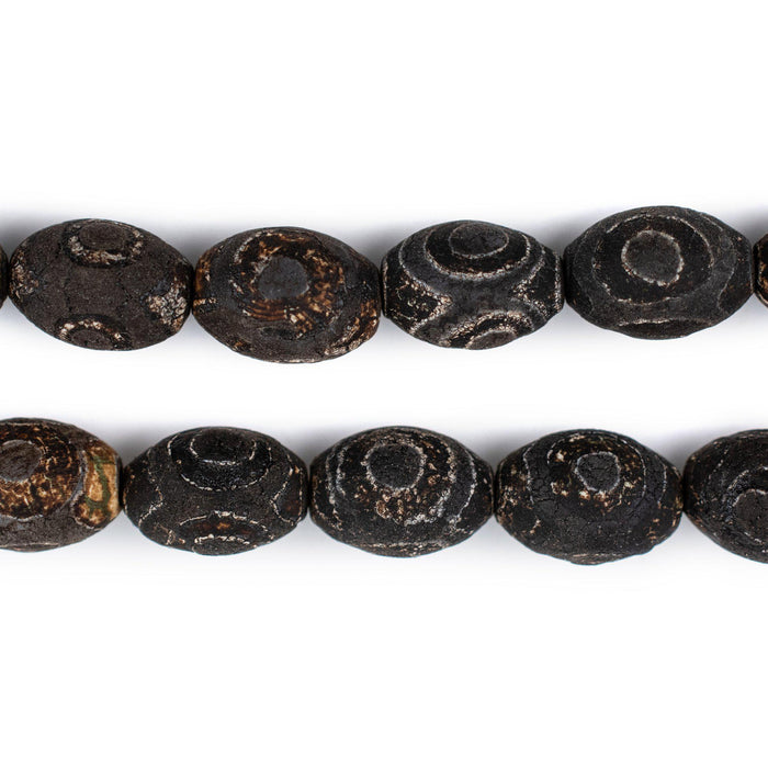 Antiqued Oval Eye Tibetan Agate Beads (14x10mm) - The Bead Chest