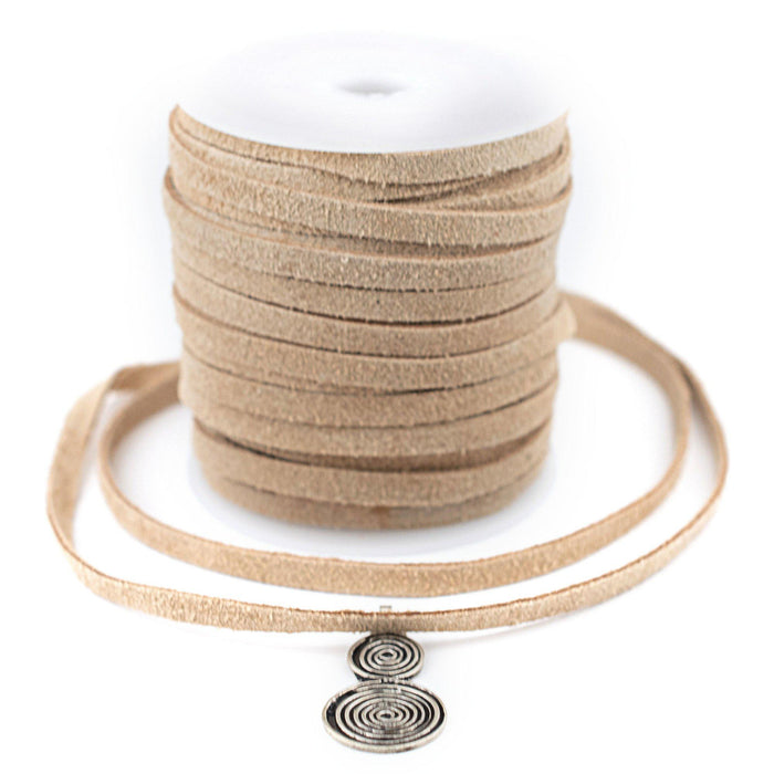 5.0mm Beige Flat Suede Leather Cord (75ft) - The Bead Chest