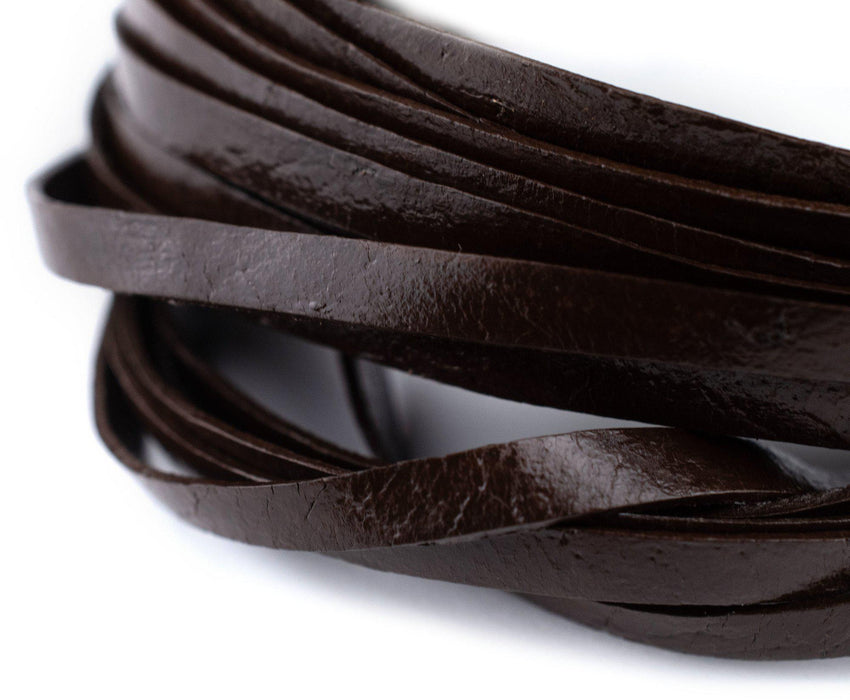 4.0mm Dark Brown Flat Leather Cord (75ft) - The Bead Chest