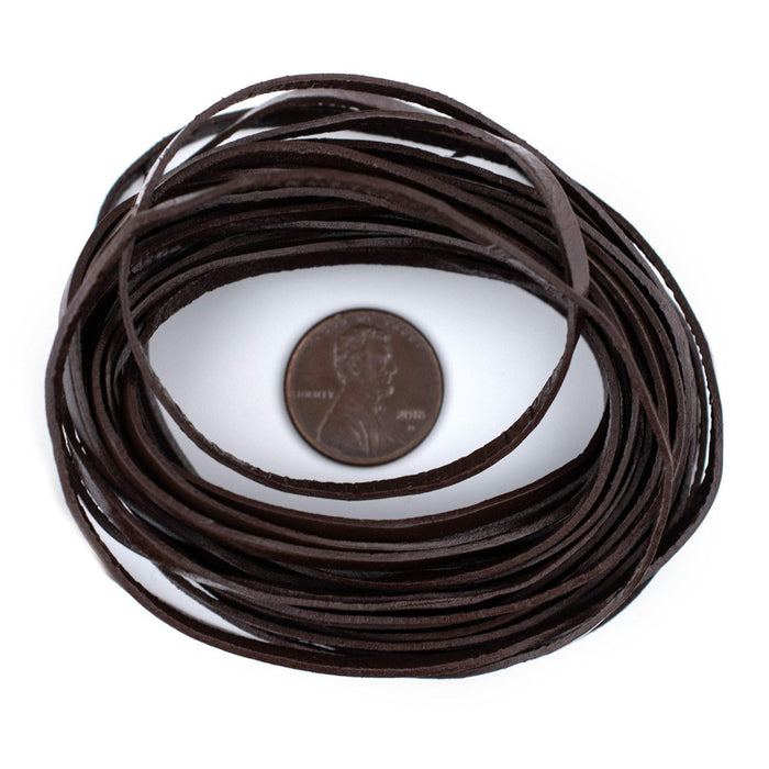 3.0mm Dark Brown Flat Leather Cord (15ft) - The Bead Chest