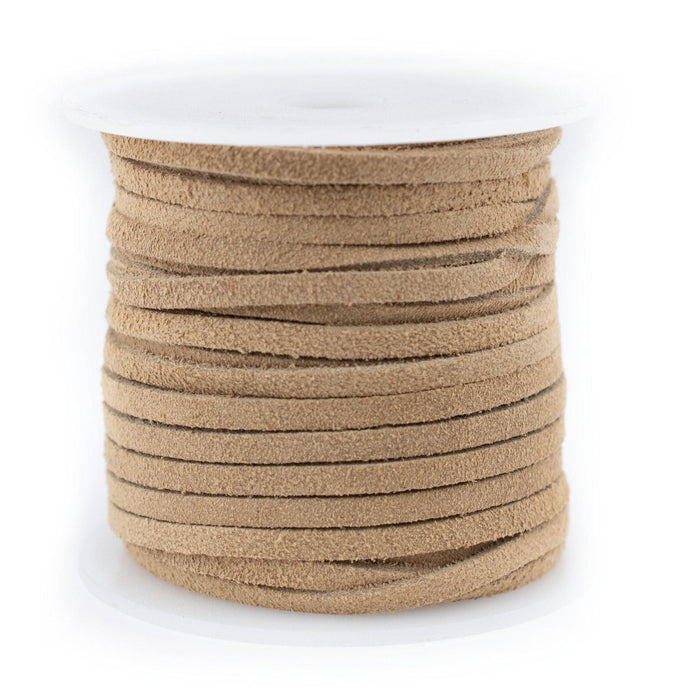3.0mm Beige Flat Suede Leather Cord (75ft) - The Bead Chest