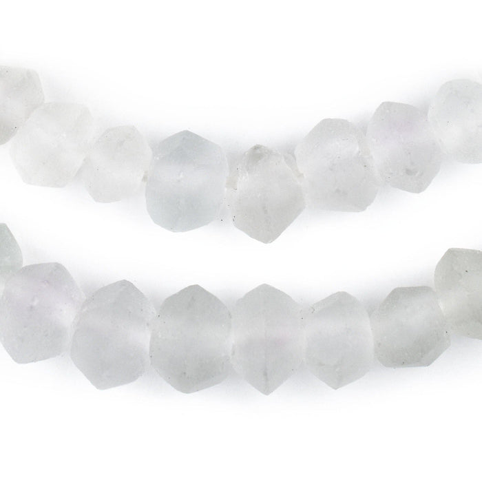 Clear Faceted Bicone Java Recycled Glass Beads (12mm) - The Bead Chest