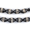 White Mosaic Inlaid Ebony Arabian Prayer Beads (14x9mm)