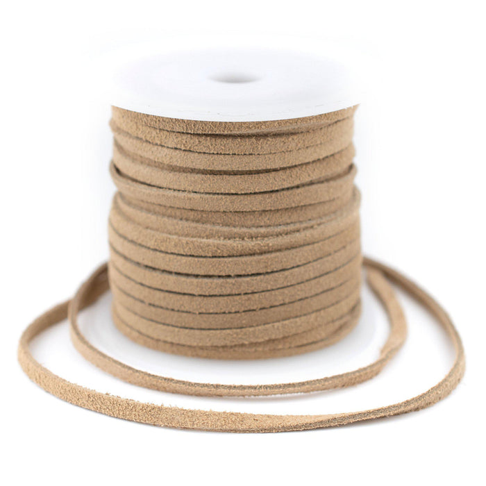 3.0mm Beige Flat Suede Leather Cord (75ft) - The Bead Chest