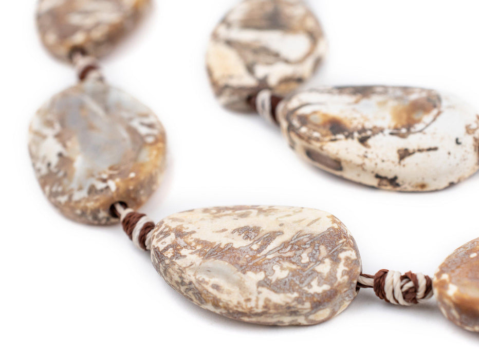 Sandstone Agate Flat Medallion Beads (29x19mm) - The Bead Chest