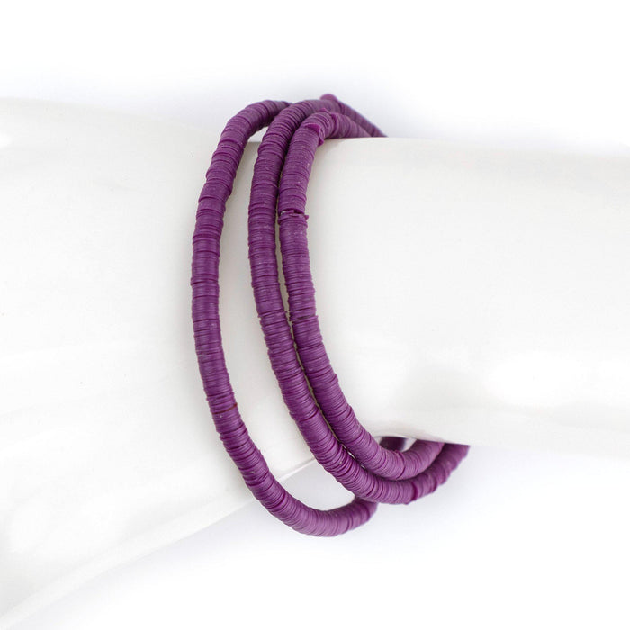 Plum Purple African Vinyl Stretch Bracelet - The Bead Chest