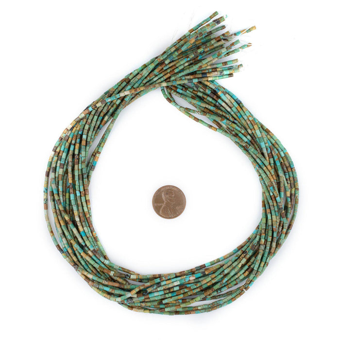 Green Cylindrical Heishi Turquoise Beads (3x2mm) - The Bead Chest