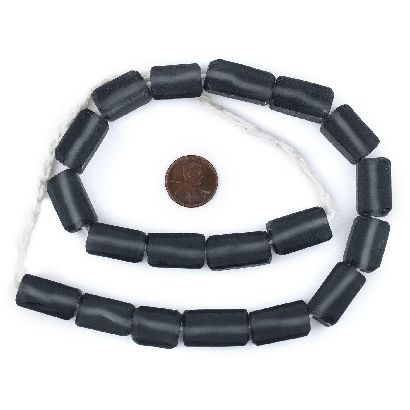 Charcoal Grey Rectangular Java Recycled Glass Beads (20x12mm) — The ...